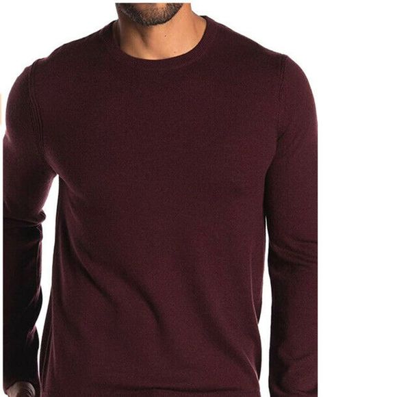 Theory Burgundy Riland Wool Blend V Neck Sweater - Picture 3 of 10